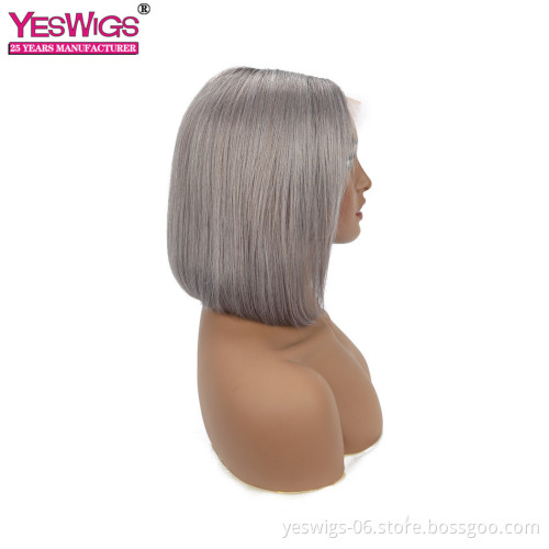 Cheap Lace Front Wig Grey Red Pink Color Bob Wig Raw Cambodian Human Virgin Hair Swiss Full Hd Lace Frontal Wig For Black Women